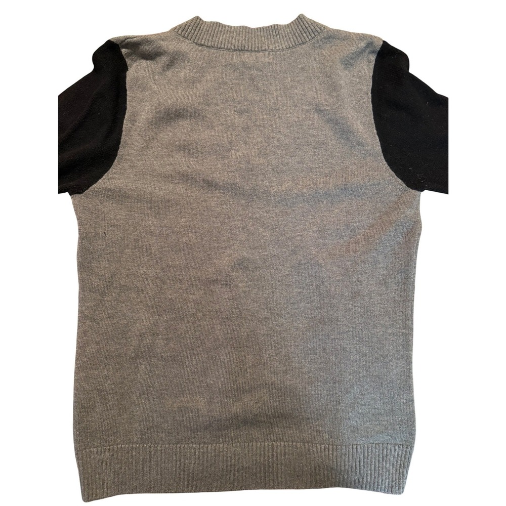 TREASUREBOND Women's Sweater Gray Black Stripe‎ V Neck Long Sleeve Size M - Picture 2 of 6